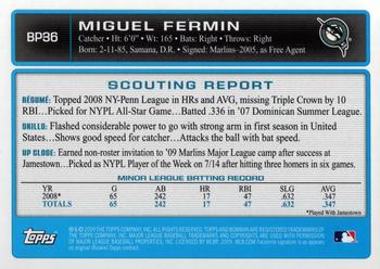 2009 Bowman - Prospects #BP36 Miguel Fermin Back