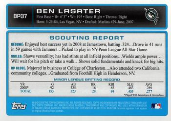 2009 Bowman - Prospects #BP37 Ben Lasater Back
