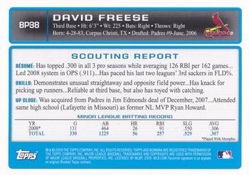 2009 Bowman - Prospects #BP38 David Freese Back