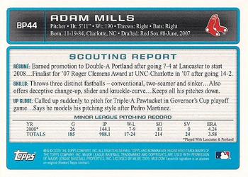 2009 Bowman - Prospects #BP44 Adam Mills Back