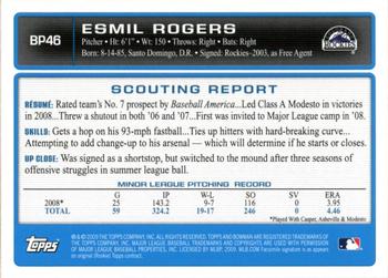 2009 Bowman - Prospects #BP46 Esmil Rogers Back