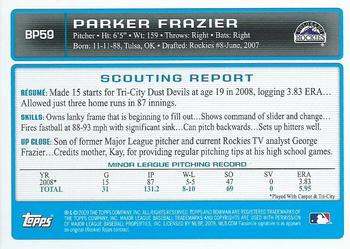 2009 Bowman - Prospects #BP59 Parker Frazier Back
