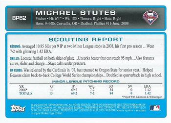 2009 Bowman - Prospects #BP62 Michael Stutes Back
