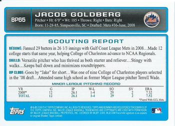 2009 Bowman - Prospects #BP65 Jacob Goldberg Back