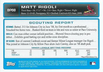 2009 Bowman - Prospects #BP68 Matt Rigoli Back