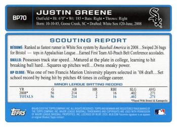 2009 Bowman - Prospects #BP70 Justin Greene Back