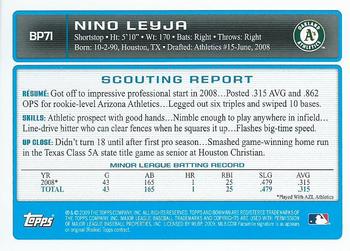 2009 Bowman - Prospects #BP71 Nino Leyja Back