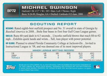 2009 Bowman - Prospects #BP72 Michael Swinson Back