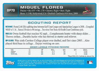 2009 Bowman - Prospects #BP73 Miguel Flores Back