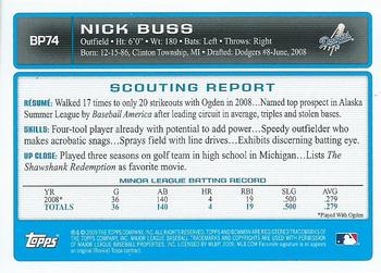 2009 Bowman - Prospects #BP74 Nick Buss Back