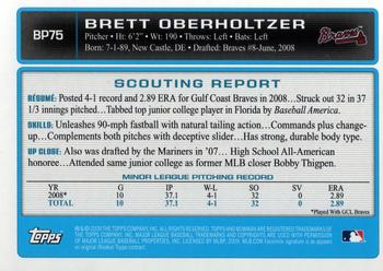 2009 Bowman - Prospects #BP75 Brett Oberholtzer Back