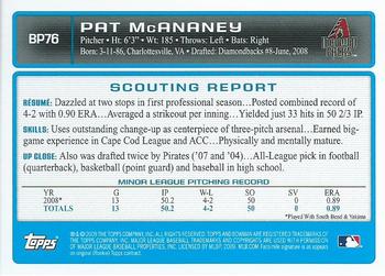 2009 Bowman - Prospects #BP76 Pat McAnaney Back