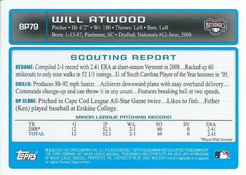 2009 Bowman - Prospects #BP79 Will Atwood Back