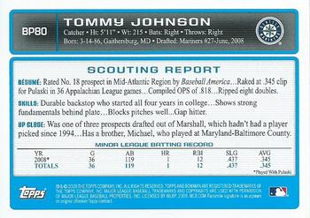 2009 Bowman - Prospects #BP80 Tommy Johnson Back