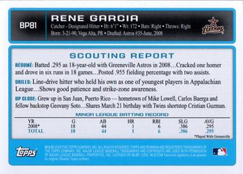 2009 Bowman - Prospects #BP81 Rene Garcia Back