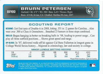 2009 Bowman - Prospects #BP89 Bryan Petersen Back