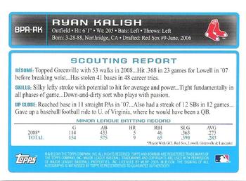 2009 Bowman - Prospects Autographs #BPA-RK Ryan Kalish Back