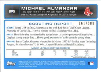 2009 Bowman - Prospects Blue #BP5 Michael Almanzar Back