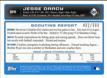2009 Bowman - Prospects Blue #BP11 Jesse Darcy Back