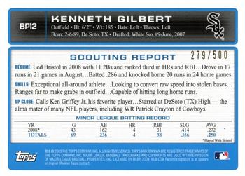 2009 Bowman - Prospects Blue #BP12 Kenneth Gilbert Back