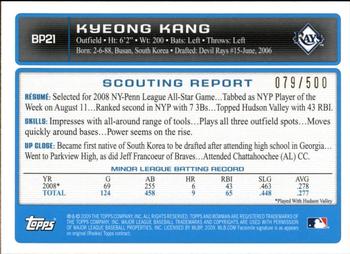 2009 Bowman - Prospects Blue #BP21 Kyeong Kang Back