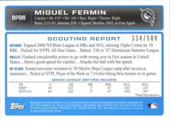 2009 Bowman - Prospects Blue #BP36 Miguel Fermin Back