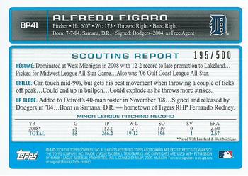 2009 Bowman - Prospects Blue #BP41 Alfredo Figaro Back