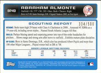 2009 Bowman - Prospects Blue #BP49 Abraham Almonte Back