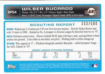 2009 Bowman - Prospects Blue #BP54 Wilber Bucardo Back