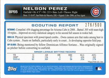 2009 Bowman - Prospects Blue #BP55 Nelson Perez Back