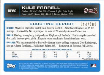 2009 Bowman - Prospects Blue #BP60 Kyle Farrell Back