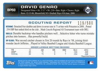 2009 Bowman - Prospects Blue #BP63 David Genao Back
