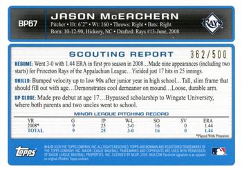2009 Bowman - Prospects Blue #BP67 Jason McEachern Back