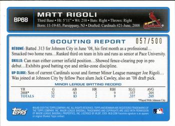 2009 Bowman - Prospects Blue #BP68 Matt Rigoli Back