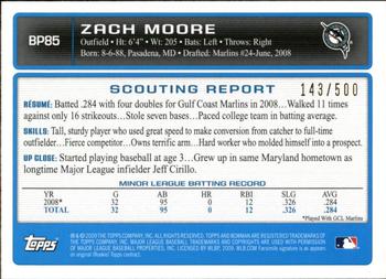 2009 Bowman - Prospects Blue #BP85 Zach Moore Back