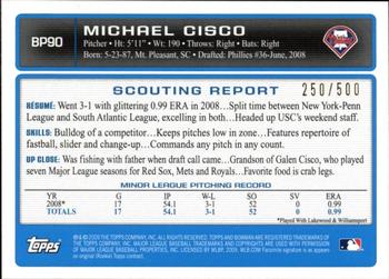 2009 Bowman - Prospects Blue #BP90 Michael Cisco Back