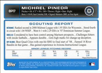 2009 Bowman - Prospects Gold #BP17 Michael Pineda Back