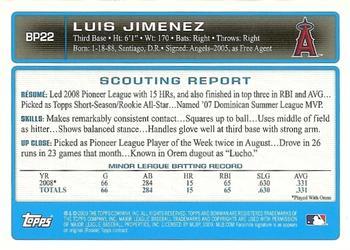2009 Bowman - Prospects Gold #BP22 Luis Jimenez Back