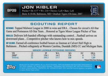2009 Bowman - Prospects Gold #BP39 Jon Kibler Back