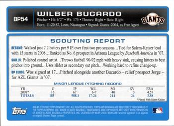 2009 Bowman - Prospects Gold #BP54 Wilber Bucardo Back