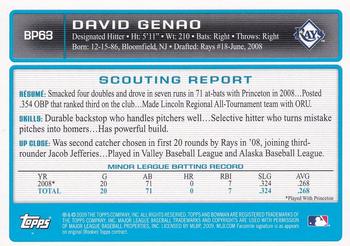 2009 Bowman - Prospects Gold #BP63 David Genao Back