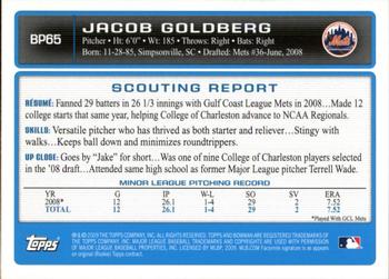 2009 Bowman - Prospects Gold #BP65 Jacob Goldberg Back
