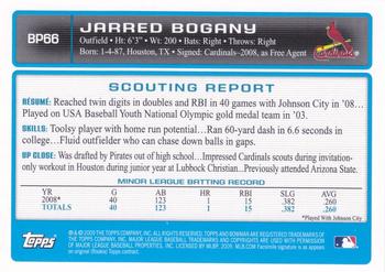 2009 Bowman - Prospects Gold #BP66 Jarred Bogany Back