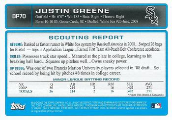 2009 Bowman - Prospects Gold #BP70 Justin Greene Back