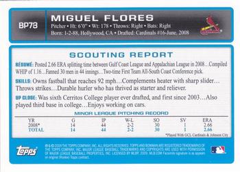 2009 Bowman - Prospects Gold #BP73 Miguel Flores Back