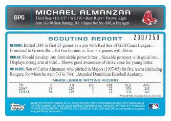 2009 Bowman - Prospects Orange #BP5 Michael Almanzar Back