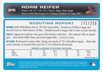 2009 Bowman - Prospects Orange #BP15 Adam Reifer Back
