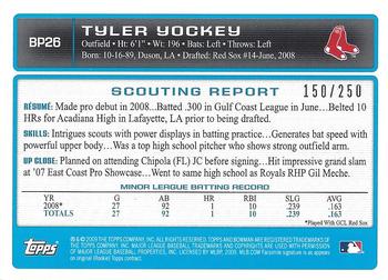 2009 Bowman - Prospects Orange #BP26 Tyler Yockey Back