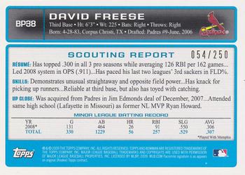 2009 Bowman - Prospects Orange #BP38 David Freese Back
