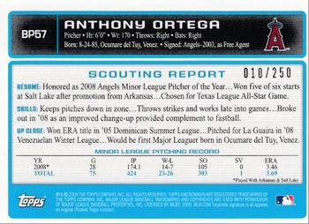 2009 Bowman - Prospects Orange #BP57 Anthony Ortega Back